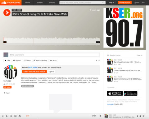 Screenshot of radio broadcast by KSER on 5-19-17