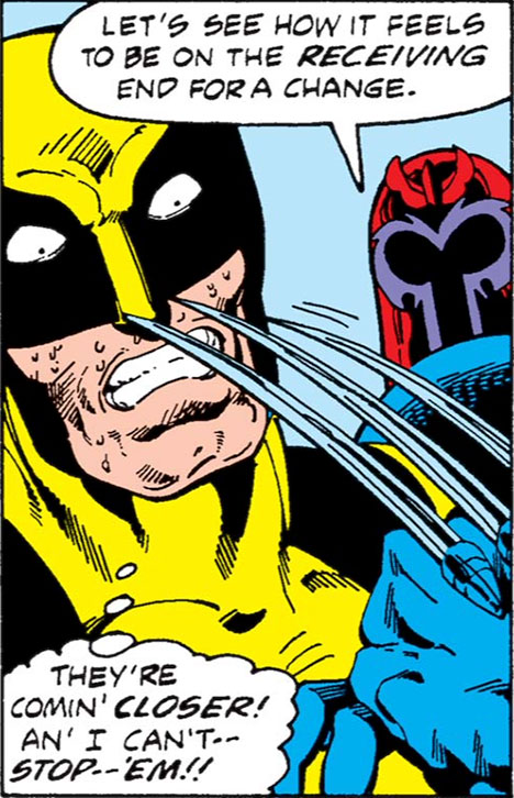 Wolverine with pupils, a panel from X-Men #112
