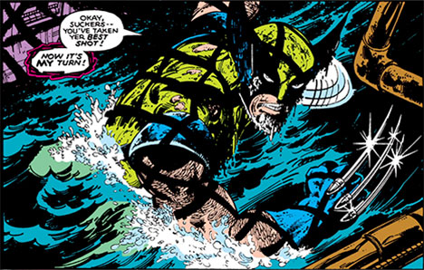 Wolverine rises from the sewer, a panel from X-Men #132